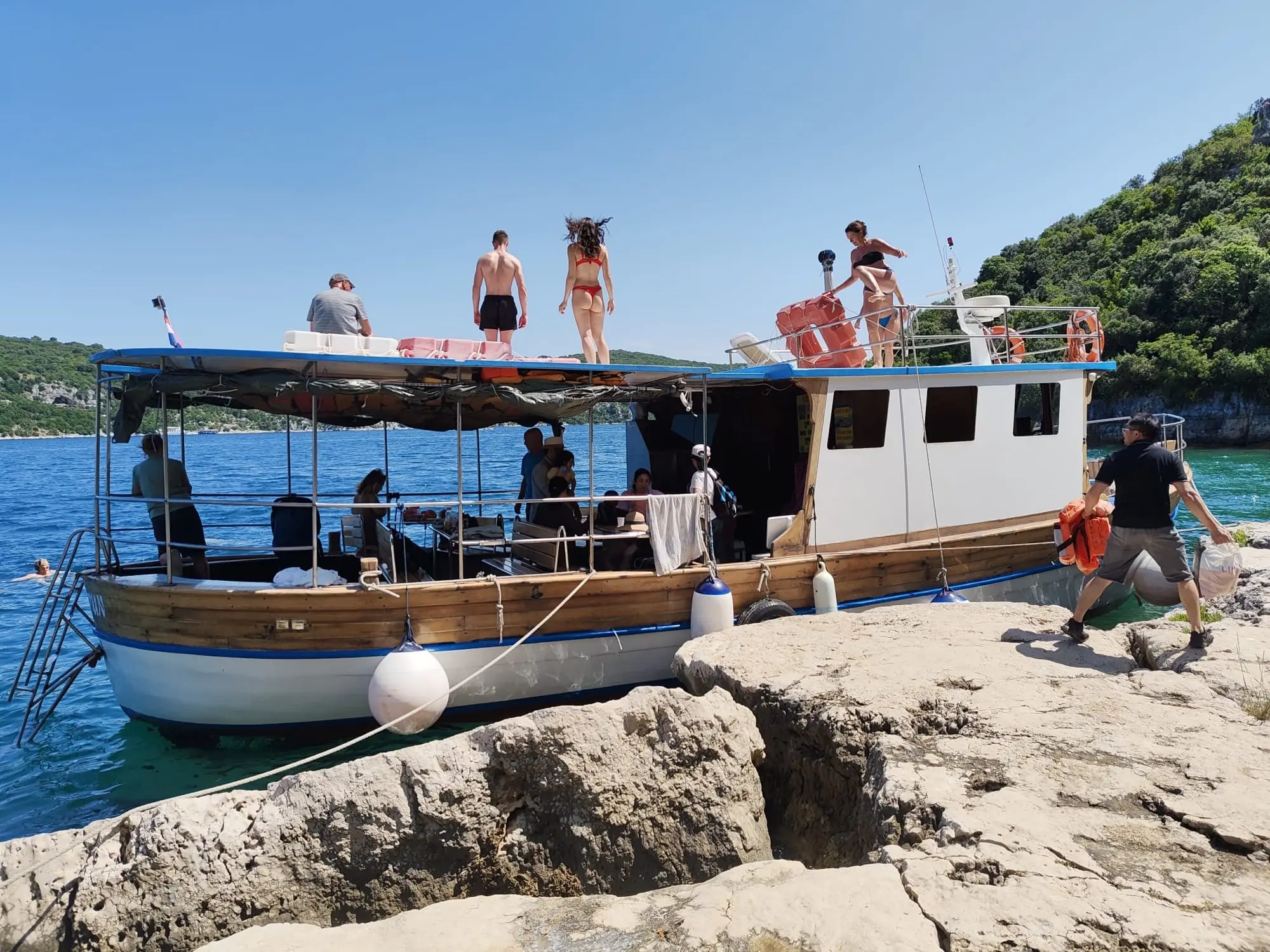 The wooden boat anchored in the Lim Fjord